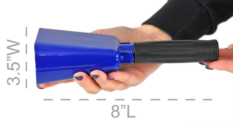 HOME-X Medium 8â€ Iron Cowbell with Sturdy Handle, Cheering, Sporting Event Bell, Blue, 8â€ L x 3 Â½â€ W x 2â€ H - Image 4